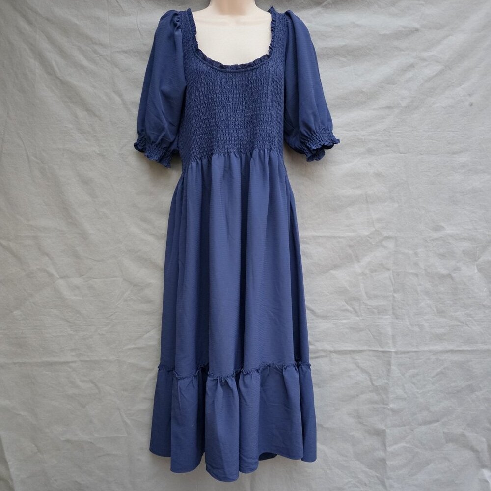 Hill House The Louisa Nap Dress in Wrinkle-Resistant Crepe Navy Blue Size Large
